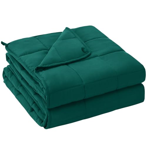 Image of yescool Weighted Blanket for Adults (10 lbs, 48 inch x 72 inch, Dark Green) Cooling Heavy Blanket for Sleeping Perfect for 90-110 lbs, Twin Size Breathable Blanket with Premium Glass Bead, Machine Washable