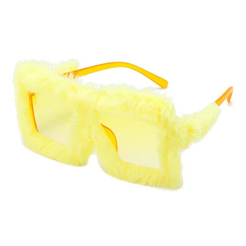 Cute Square Sunglasses Women Men Soft Furry Sun Glasses Ladies UV400 Shades Female halloween prom party Eyewear Oversized