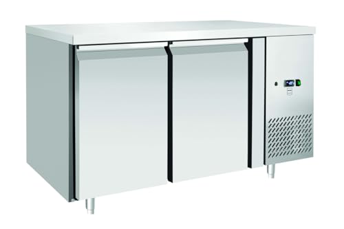 METRO Professional Table réfrigérée négative 2 portes GCF2100, inox, 136x70x85cm, 215L, refroidissement par air, 600W, avec serrure, argent