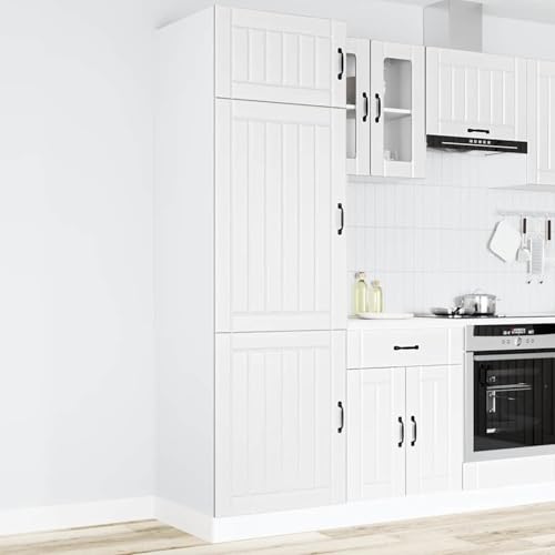 Fecpoo Lucca - Armario de cocina (madera, 60 x 57 x 207 cm, con patas ajustables y mucho espacio de almacenamiento), color blanco