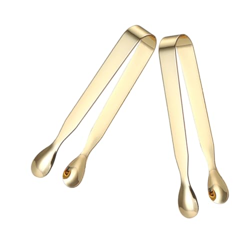 GRIRIW 430 Stainless Steel Gold Plated Sugar Cube Tongs Ice Tongs Towel Clip for Restaurant Use
