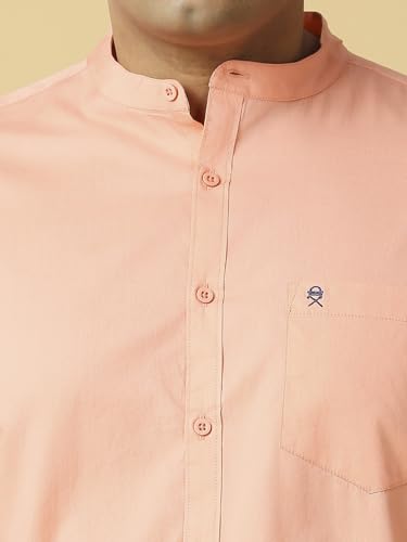 Image of Thomas Scott Mens | Full Sleeve | Solid Plain Color | Regular Fit | Plus Size | 100% Cotton | Mandarin Collar | Casual | Shirt