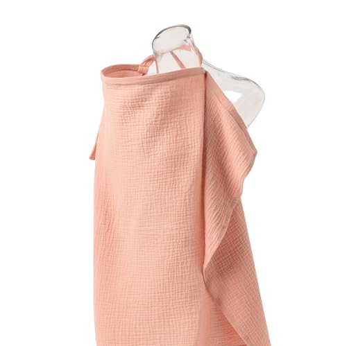 Little Jump 2 Pack Muslin Nursing Cover for Baby Breastfeeding, Breathable Cotton Breastfeeding Cover with Rigid Hoop for Mother Nursing Apron (Floral & Blush Pink)