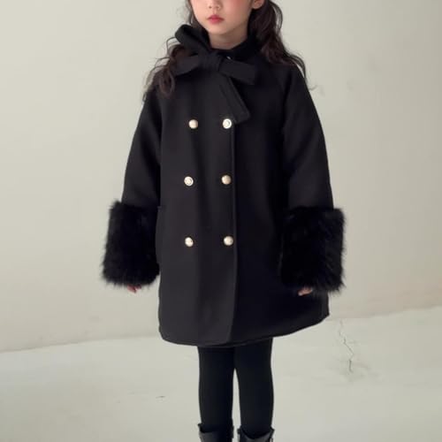 2024 Winter Warm Coat Toddler Girls Faux Dress Coat Kids Winter Warm Jacket Long Sleeve Button Wool Coat Snow Coat2