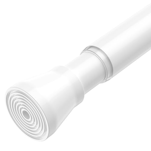 Image of AIZESI Tension Curtain Rod for Windows 45 to 77 Inch, Adjustable Expandable Spring Curtain Rods No Drilling, Non Slip Curtain Rod for Bedroom Doorway Closet Door, White