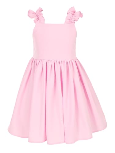 Flofallziqe Girls Casual Dress Summer Ruffle Shoulder Cute Bow Back Kid Boho Sundress for 4-12 Years2