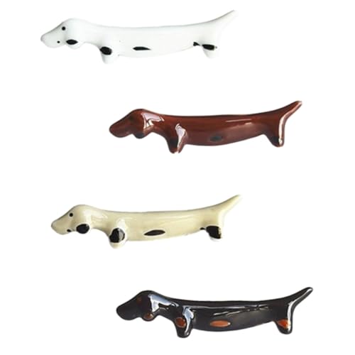 DECORNIJIA 4個 日式家用可愛いカートゥーン犬型箸置き セラミック製コンパクト卓上箸休め キッチン飾りお祝いパーティー用収納便利