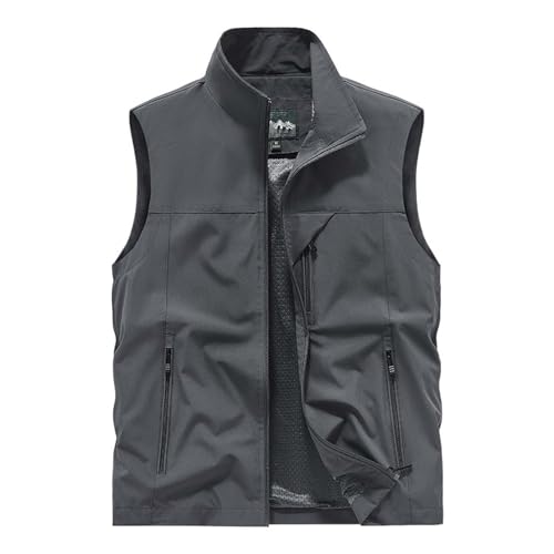 Men's Softshell Vest Outerwear Zip Up Sleeveless Quick Dry Fishing Vests Outdoor Casual Multi Pocket Jacket for Hiking Golf