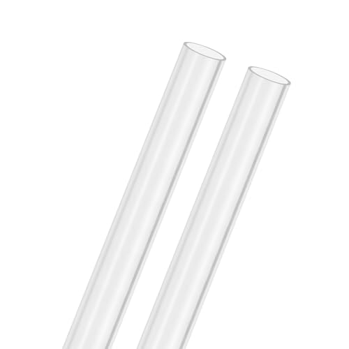 M METERXITY 2-Pack Clear Rigid Acrylic Pipe, 14mm[0.55"] ID x 16mm[0.63"] OD Plastic Round Tube for Water Cooling System/Lamps/Fountains/Aquariums/Display Stand, Acrylic Tubing [305mm/12IN]