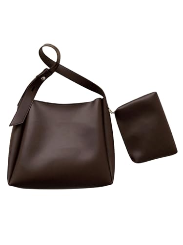 SweatyRocks Women's Vintage PU Leather Shoulder Bag Large Capacity Tote Bag with Coin Purse