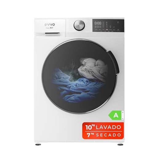EVVO Lavadora secadora 10 kg + 7 kg, Vapor, Motor Inverter, Lavado y Secado en 1 Hora, Tambor ePROTECT, Smart LOAD, 1400 rpm, Clase energética A, Carga Frontal, Nova (10/7kg, Blanco)