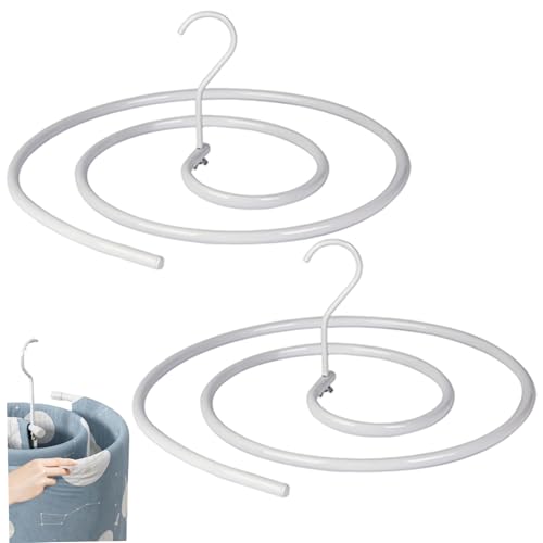 Juego de 2 perchas redondas en espiral para sábanas, poco voluminosas, para manta, de hierro extraíble y gruesa, para sábanas, mantas, toalla de baño, mantel, perchas para mantas, ropa