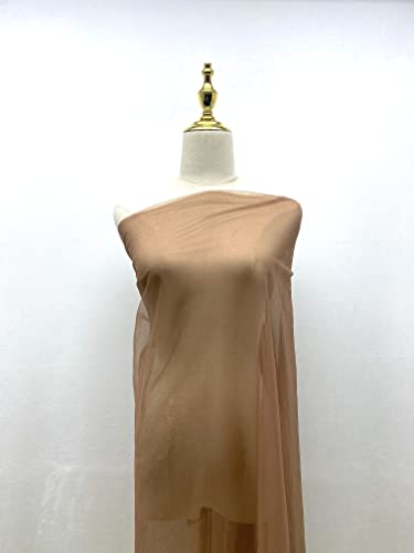 Luxurious Stretch Tulle Fabric in Brown Nude - 5 Yards of Soft, Sheer Perfection for Fashion & Decor