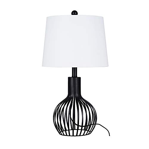 Catalina 23108-001 Farmhouse Metal Cage Base Table Lamp with White Linen Shade, 23