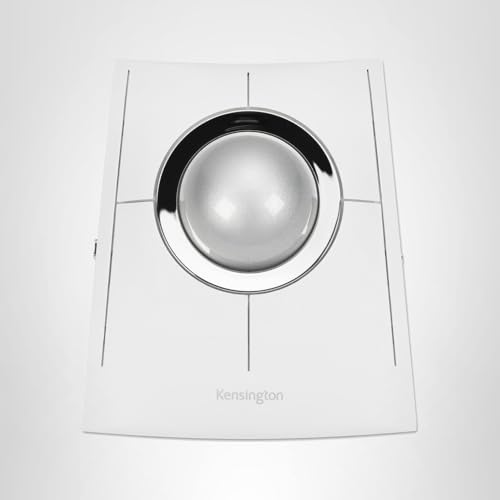 Kensington SlimBlade Pro EQ Wireless Trackball, Bluetooth, 2.4GHz Connection, Rechargeable, Programmable Buttons, White/Silver Ball