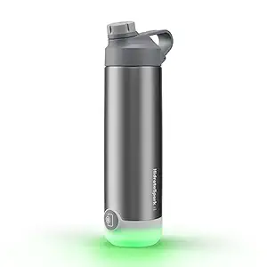 Hidrate Spark TAP Smart Water Bottle, Stainless Steel, Tap to Track Water Intake & Glows to Remind You to Stay Hydrated - Chug Lid - Stainless