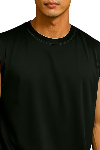Image of JUGULAR Tank Tops Sleeveless T-Shirt for Men Gym Wear Vest Solid Stylish Round Neck Running for Sports Workout Fitness & Casual or Beach Wear