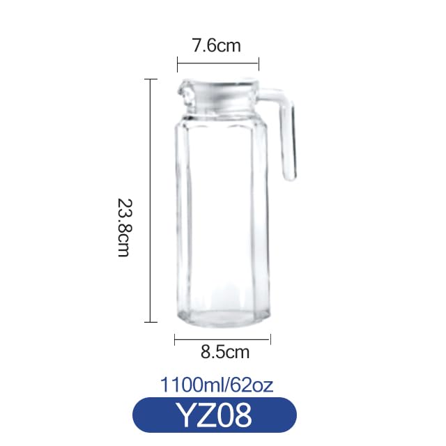 Avastro 1 Liter Hexagon Classic Glass Tableware Drinkwater Jugs Juice Beer Beverage Liquid Storage Heat Resistant Pitcher 1000ml Pack of 1 2