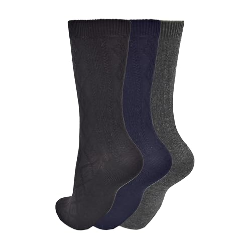 Clarks Women's Textured Crew Socks 3 Pair, Navy/Charcoal/Black, Women's 4-10 Shoe2