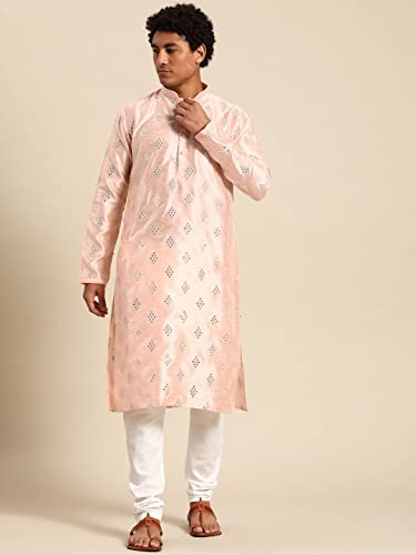 Image of Rajubhai Hargovindas Men's Jacquard Work Kurta Set