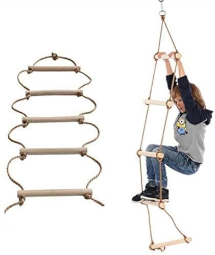 ISOP Escalera de Cuerda para Interiores o Exteriores para Niños o Adultos de 3 Metros - para la Decoración del Juego de Columpios para Escalar árboles de Ejercicios y Muchos más