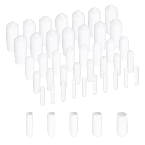 uxcell 50pcs Round Rubber End Caps Protective Caps 2mm 3mm 4mm 5mm 6mm White Screw Thread Protectors