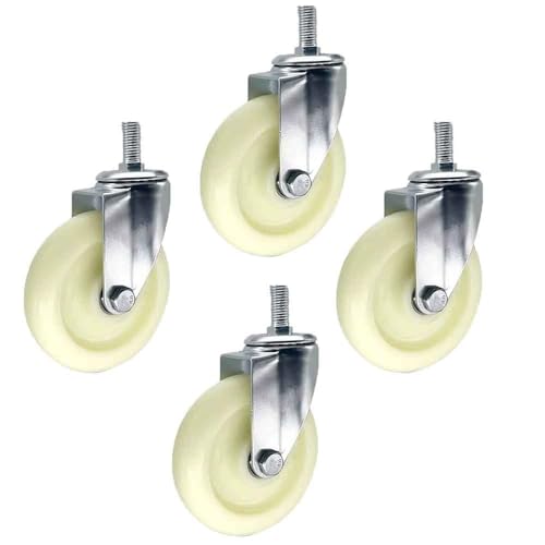ZYBOWAYL 75/100/125mm Möbelrollen aus Nylon M14 Gewinde Universal Schwenkrollen 4 Stück Strandkorbrollen mit Bremse für Schwere Ausrüstung (Color : Swivel, Size : 75mm)