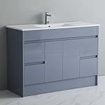 Robanmoa 1200mm Bathroom Vanity Unit with Basin Sink, Large Freestanding Bathroom Storage Cabinets Waterproof Cupboard Furniture Ceramic Sink 4-Drawer Floorstanding Cabinet Vanity Units