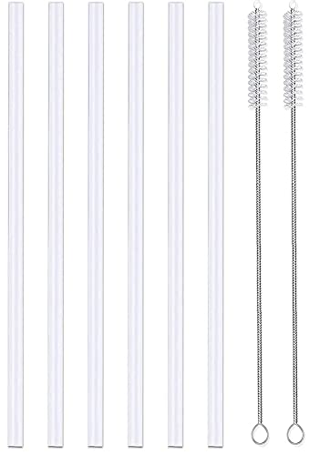 Image of Hydro Flask Replacement Straws Wide Mouth, 6 Pack with 2 Brushes 9.5 Inch