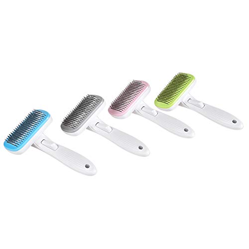Pet Self Cleaning Slicker Brush + Hair Scalp Massager for Dog Cats Grooming Brushes Set Professional Hair Remover Animals Bathing Tools Soft Silicone Shampoo Brush (Black)