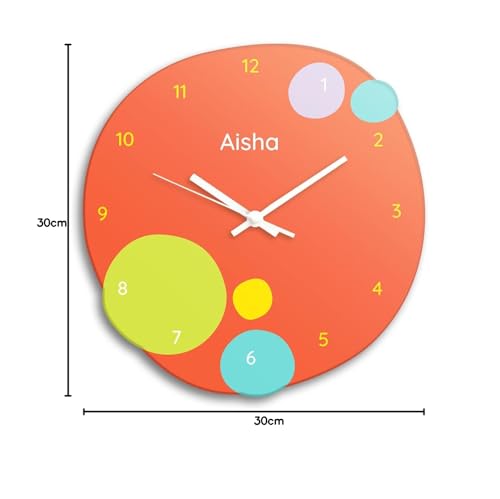 Image of Zooboo Personalized Analog Wall Clock, Custom Name Acrylic Silent Quartz Movement Wall Clock with Sleek Modern Design, Ideal for Birthdays or Return Gifts (Design - Zooboo Kids), 30x30 cm, Multicolor