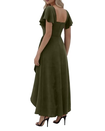 Image of LightlyKiss Women's Square Neck Backless Dress High Slit Wedding Guest Dress Formal Cocktail Party Dress