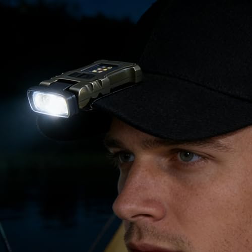 Linterna frontal recargable ligera LED con clip impermeable para pesca y construcción 4