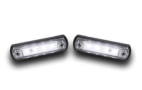 2 x 12V 24V E MARKED 4 SMD LED WHITE FRONT SIDE MARKER LIGHTS OUTLINE CLEARANCE LAMPS FOR TRUCK LORRY PICKUP TRAILER CAMPER CARAVAN HORSE BOX