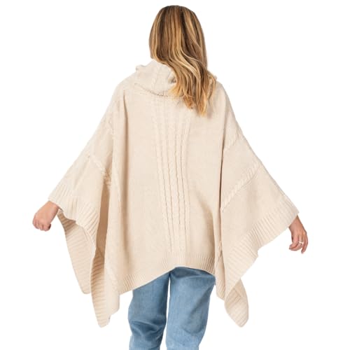 Le Moda Cozy Cowl Neck Cable Knit Sweater Poncho - One Size Fits All4
