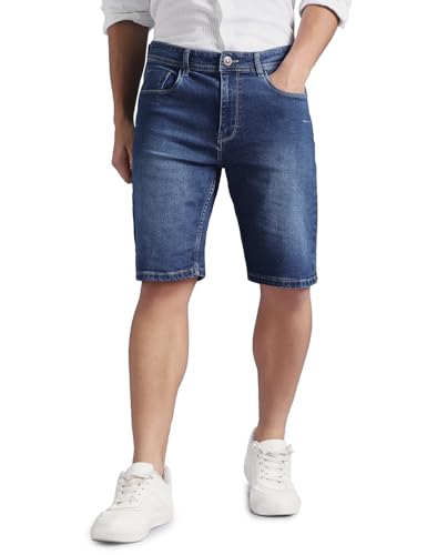 Image of INKD Men's Denim Shorts for Men - Mid-Rise | Cotton Rich | Regular Fit (Available in Plus Sizes)