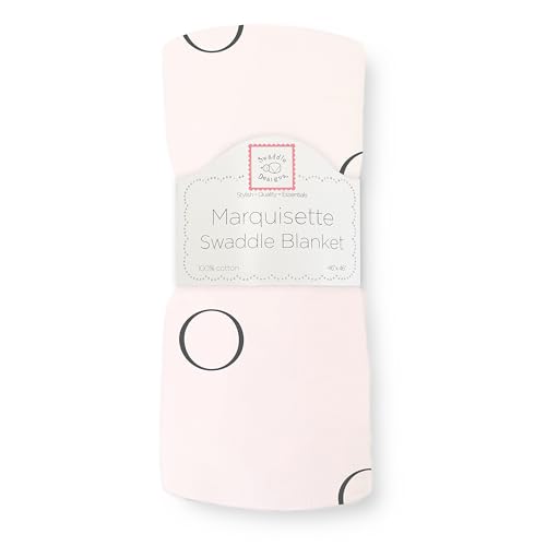 Image of SwaddleDesigns Marquisette Receiving Swaddle Blanket for Baby Boys & Girls, Soft Premium Cotton Muslin, Best Shower Gift, Soft Pink Ring
