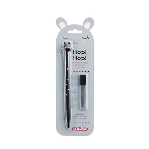 Back2Fun - Mechanical pencil for children with bunny on top, includes 12 leads 2B, fun children's stationery, pencil holder 0.5 mm, designed for school pencil case or as a gift - Image 5