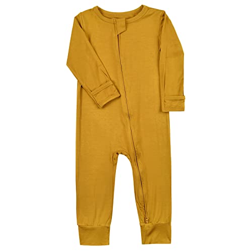 Image of Aablexema Baby Footless Pajamas Zipper with Mitten, Rayon from Bamboo, Infant Long Sleeve Romper Pjs