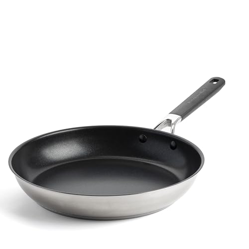 Kitchenaid Edelstahl-Bratpfanne 28 cm - Robuste 3-Schicht-Konstruktion für perfekte Hitzeverteilung - Induktionsgeeignet und backofenfest - Ergonomischer Stay-Cool-Griff für maximalen Komfort