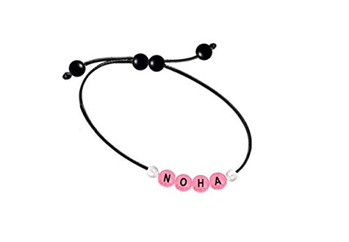 Black Leather Bracelet Arabic Name for Women NOHA