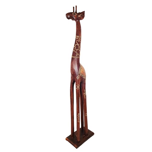 Estatua de jirafa artesanal de madera 32 pulgadas miniatura 2