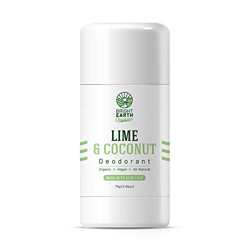 Bright Earth Organic Lime + Coconut - Natural Deodorant w/ Magnesium and Aloe Free of Aluminum, Baking Soda, Parabens, Sulfates, Gluten, Cruelty – for Men and Women (2.65 oz)