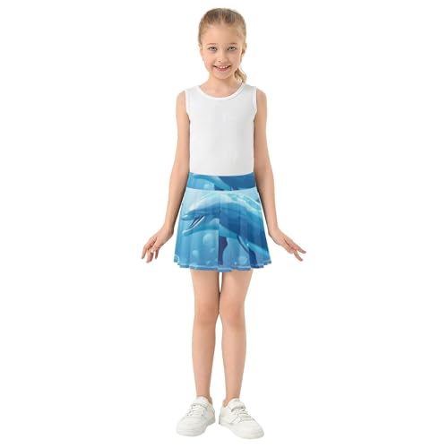 Girls Skorts Athletic Shorts Toddler Tennis Skirts Clothes Cheer Skirt Playful Dolphins Underwater Blue 3t3