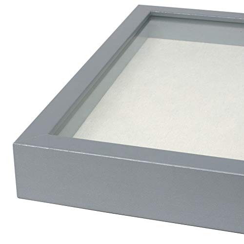 EDGEWOOD Square Shadow Box Picture Frame Linen Background Real Glass Front for Memorabilia, Scrapbooking, Keepsake, 12x12, Gray - Thumbnail 3