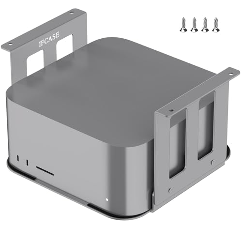 JEMACHE Konstrukcja odprowadzająca ciepło, odporny na zarysowania aluminiowy blat, pod biurkiem, uchwyt ścienny do Mac Studio M2 M1 Max, ultra z otworem VESA (srebrny, bez otworu Vesa)