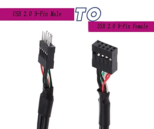 MEIRIYFA USB Header Extension Cable, USB 2.0 9-Pin Male to 9-Pin Female Internal Motherboard Header Cable - 50cm, 2 Pack - Image 2