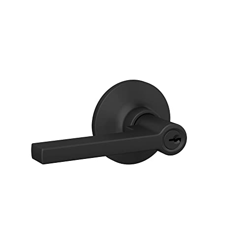 Lock Scout Straight Lever with Round Trim Keyed Entry Door Handle, Matte Black Finish by Lock Scout - Used condition - CA$18.08
