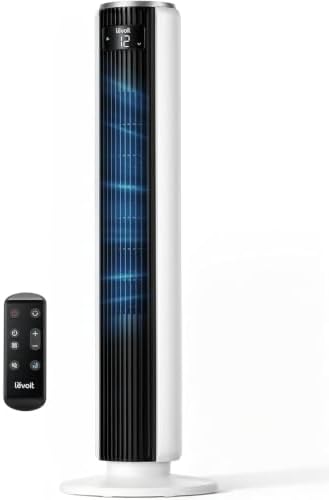 Levoit 25dB Tower Fan for Bedroom, 26ft/s Velocity Standing Fan, 90° Oscillating Cooling Fans for Home, 12 Speeds, LED Display, 4 Modes, 12H Timer, Bladeless, Remote Control, 36 inch