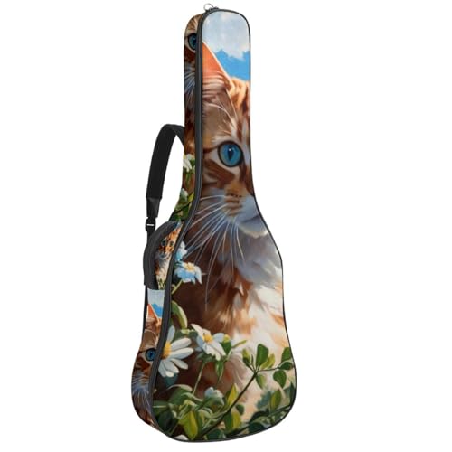 Sac de transport étanche pour guitare à motif chat et fleur idéal pour les cours et répétitions